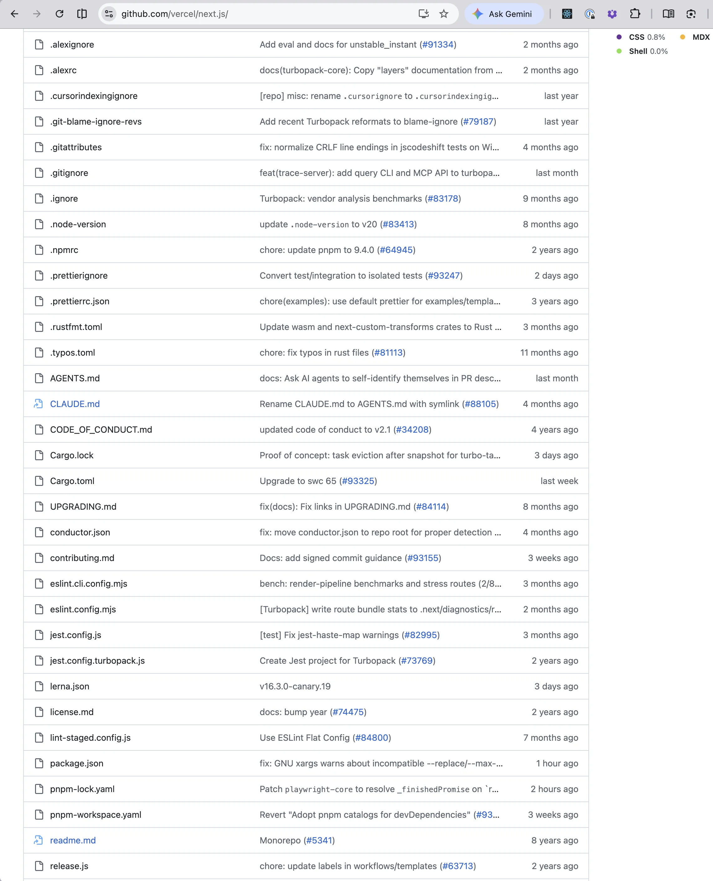 A long Next.js config file